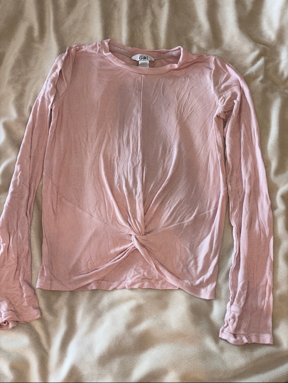 Athleta Light Pink Twist-Front Long Sleeve Tee